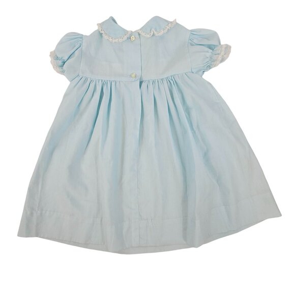 Vtg JC Penney Dress Baby Blue Girls 24M Toddle Time Dainty Pretty Formal Lace - Picture 3 of 16